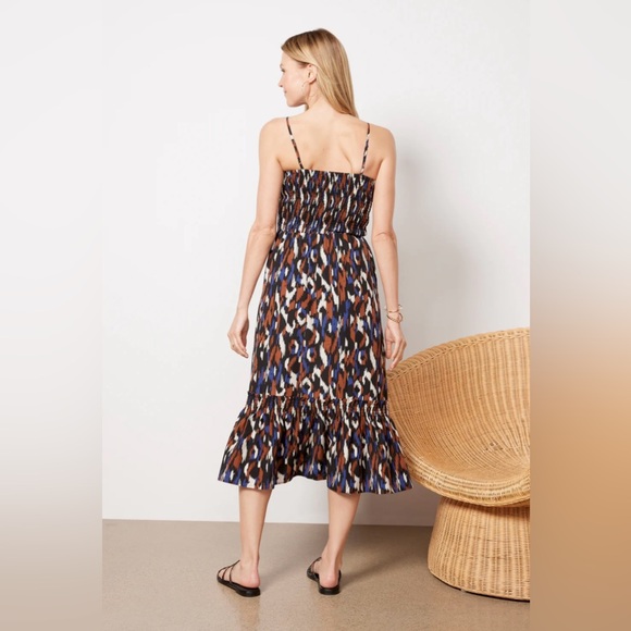 NWT Evereve Tessa Dress Blue/Brown Print. Size: Medium. - Picture 4 of 15